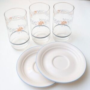 💘Vintage Corelle by Corning Bundle | Saucers & Tumblers! Cottagecore Galore🪿🌷🥖